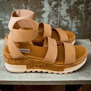 Steve Madden Bandi Wedge Tan Sandal Women's Size 7.5